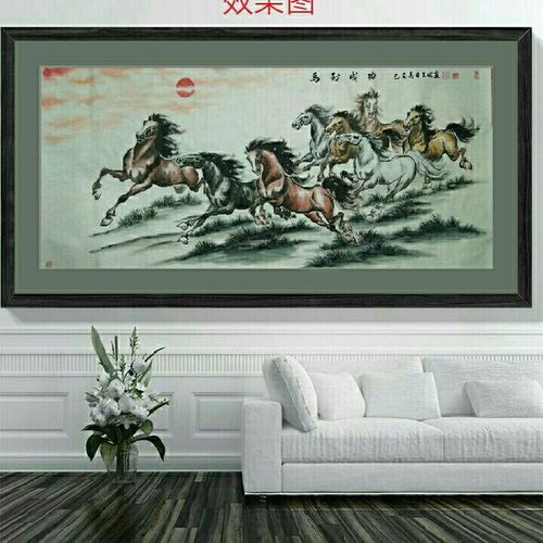 国画作品六骏图 国画写意马. 《马到成功》.尺寸85×