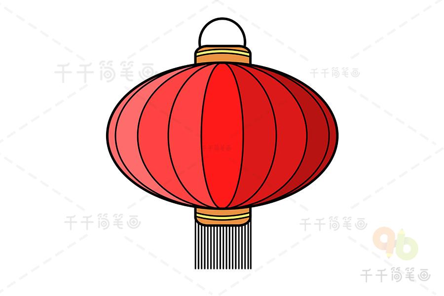 第五步:涂上漂亮的颜色,灯笼就画好了.