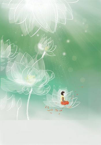 卡通白莲花背景素材