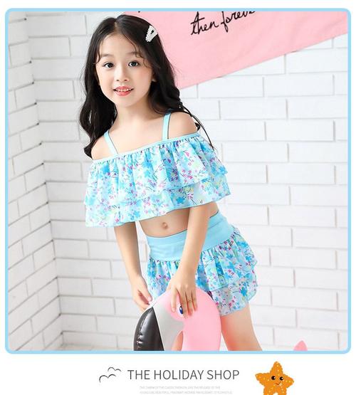 小女孩泳衣套装小学生儿童泳衣女女童夏季宝宝分体小孩中大童公主可爱