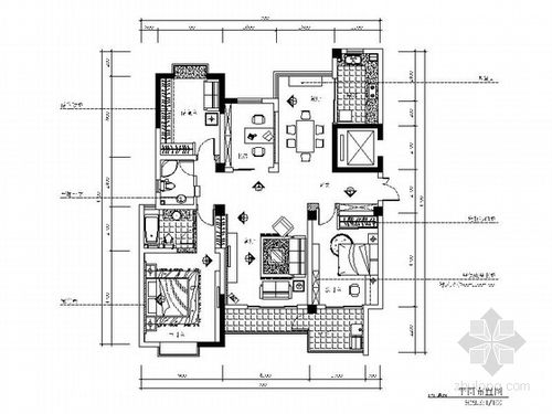 [常州]现代简约2居室室内设计全套cad施工图