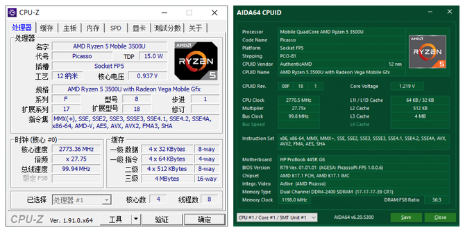 cpu-z 1.9.1.0版本跑分中,单核成绩为379.0,多线程为1952.4.
