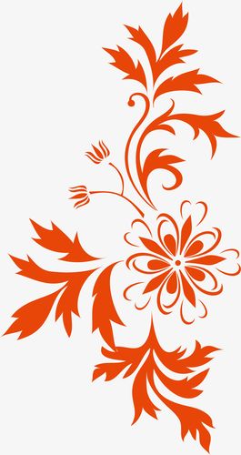 橙色植物花纹矢量图