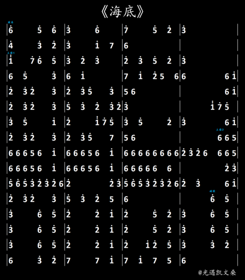 《海底》光遇琴谱(3/2/1指)