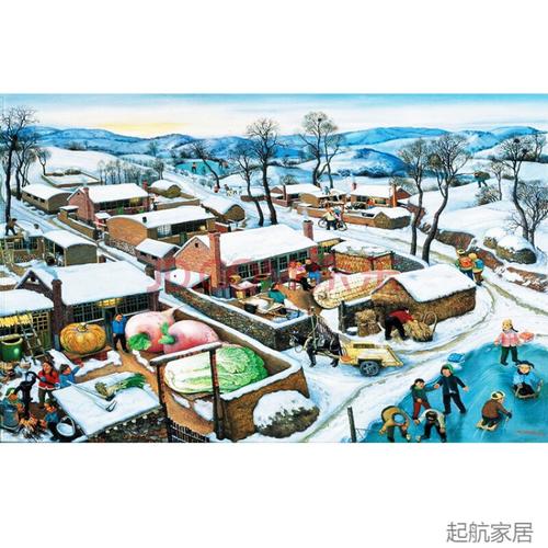 东北民俗画农家院贴画北方农村田园农民丰收农家乐饭店装饰墙贴画 yr