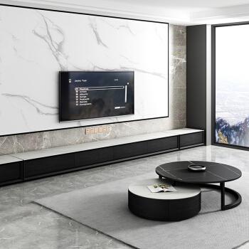 夏洛蒙岩板电视柜茶几组合套装3米拼接36米48米超长悬空背景墙配套