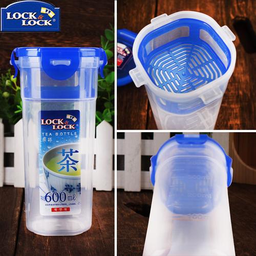 乐扣乐扣塑料水杯 带刻度防漏滤网茶杯 男女家用户外便携乐扣杯子