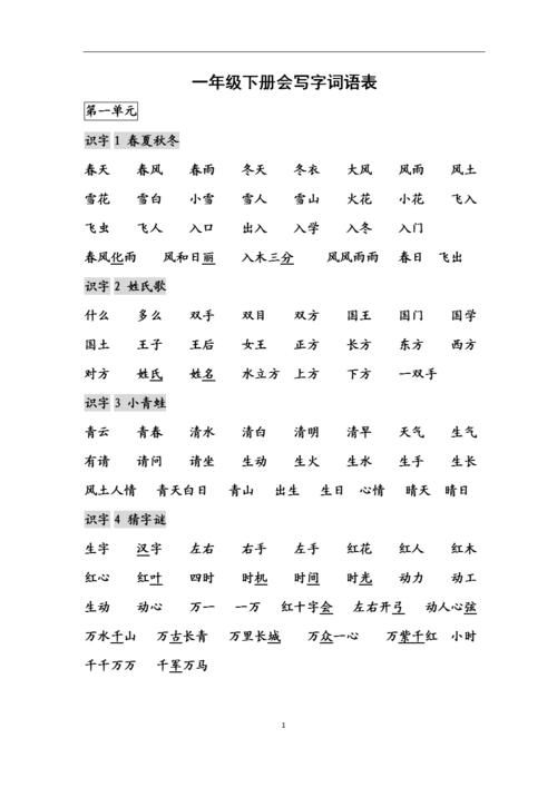 部编版一年级语文下册【词语表】(2).doc 8页