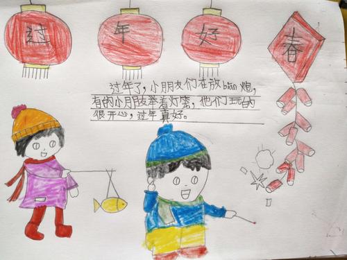孩子们在新年里,感受节日的喜庆气氛,用画笔描绘自己眼中的中国