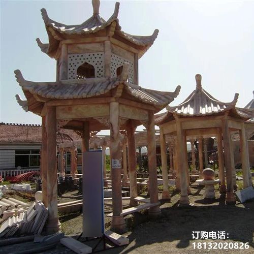 石凉亭长廊-遂宁汉白玉凉亭雕塑厂家