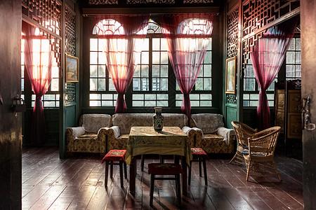 安静的室内民国时期古宅背景