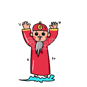 图怪兽原创元素卡通风财神小可爱表情包淘气搞怪插画元素