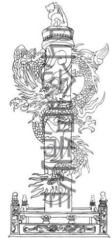 大连名建筑华表简笔画