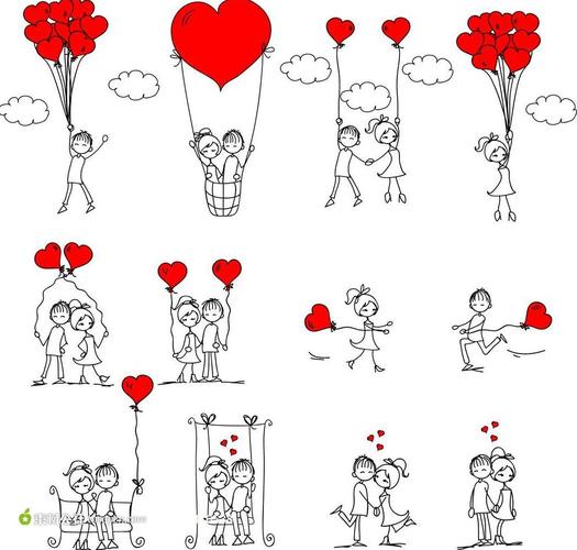 [萌图]爱情卡通图片之卡通情侣爱情简笔画图片