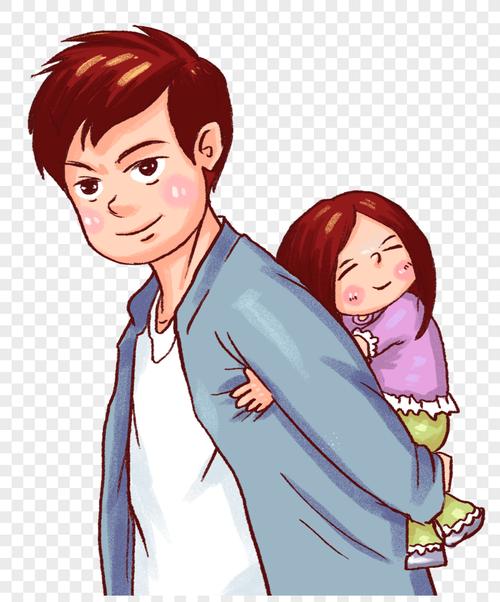 背着女儿的爸爸