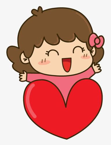 可爱卡通爱心小女孩