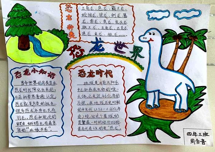 光华小学四年三班,停课不停学语文《飞向蓝天的恐龙》课后手抄报