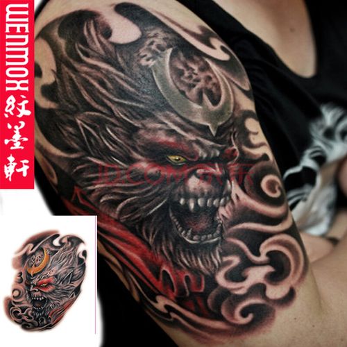 猴子花臂遮疤遮盖个性防水纹身贴纸 男女仿真小腿手臂孙悟空猴头大图