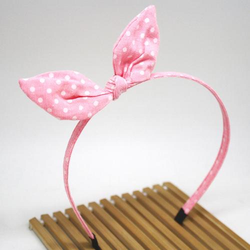 韩版布艺兔子耳朵头箍 韩国风可爱儿童发箍 圆点立体发饰饰品批发
