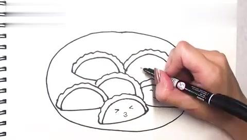 饺子简笔画教程,给冬至增添气氛!