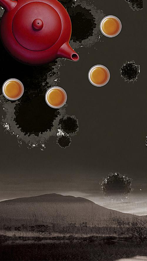 简约茶具中国风ps源文件h5背景素材