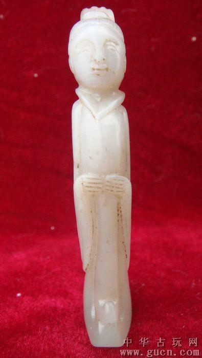 明代老和田玉人