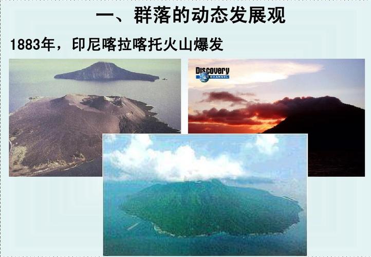 一,群落的动态发展观 1883年,印尼喀拉喀托火山爆发