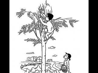 小孩爬树图片_简笔画图片_少儿图库_中国儿童资