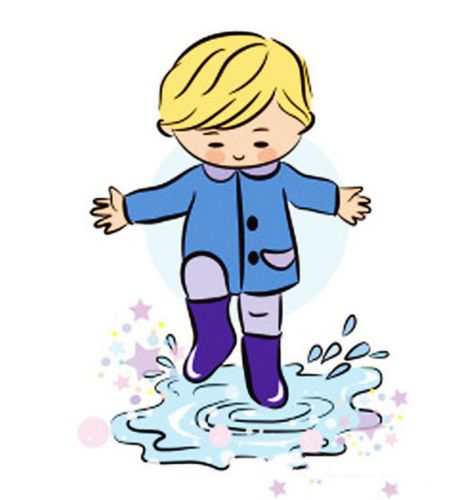 雨天踩水的孩子简笔画