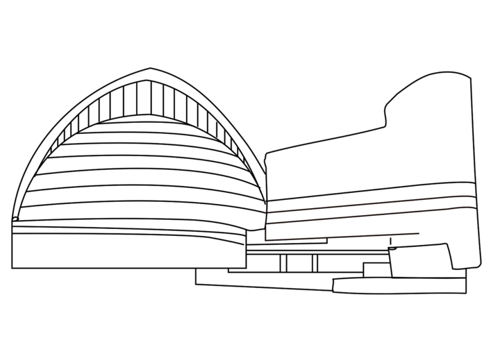 天津标志建筑线描手绘