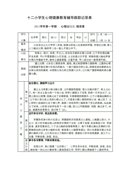 十二小学生心理健康教育辅导跟踪记录表.docx 3页