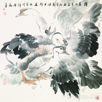 搏系列之二(国画)  68×68厘米  姚新峰
