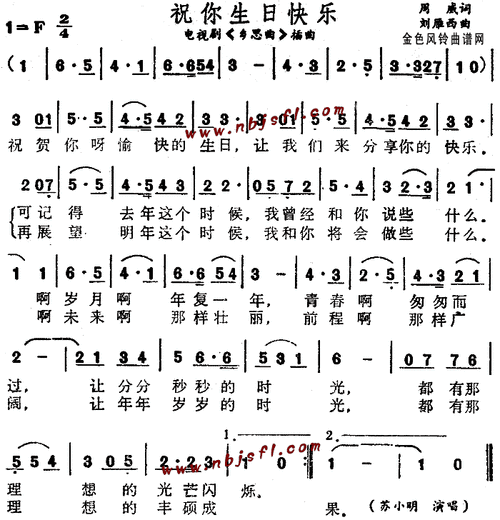 歌谱 > 正文  祝你生日快乐(《乡思曲》插曲)简谱