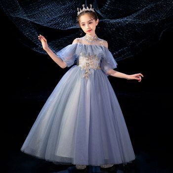 aun儿童礼服裙公主裙秋季主持人高端蓬蓬纱婚纱钢琴演奏女童晚礼服冬