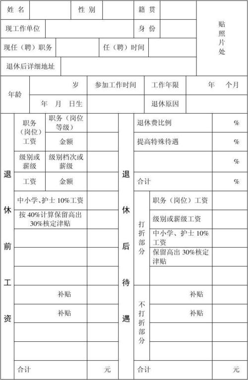 机关事业单位职工退休审批表
