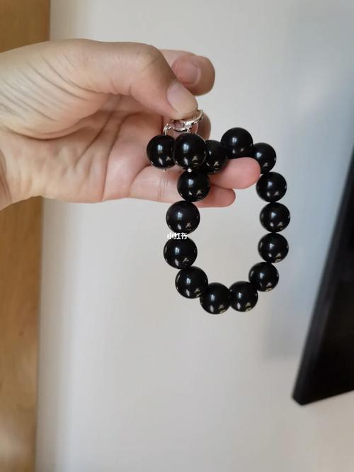 天然黑曜石手串卡14_手串_黑曜石_耳环_925银_时尚_配饰_首饰