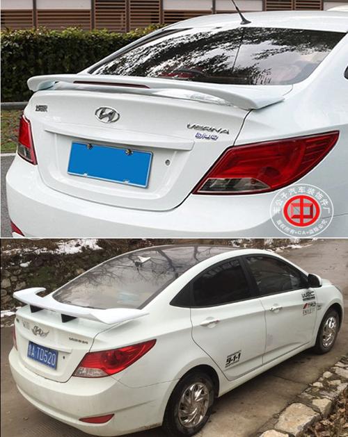 现代瑞纳尾翼瑞纳专用夹式免打孔带灯abs尾翼福睿斯改装运动尾翼