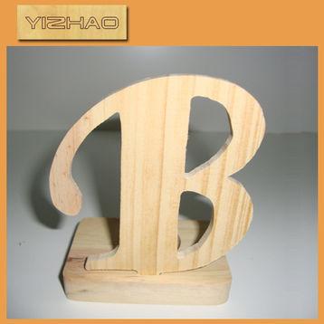 生产厂家供应木制工艺品-白胚英文字母摆件 来图来样定做木质字母