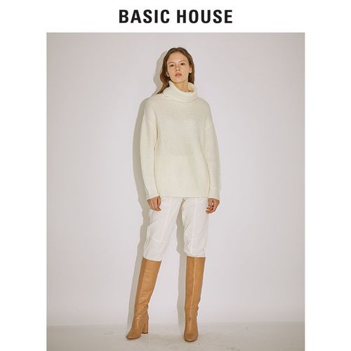 basic house,basic house代言人2021 basic house/百家好女装秋冬款韩风时尚加厚高领气质毛衣htkt727a