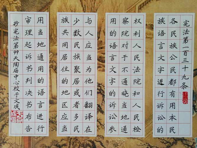 节选老师手抄宪法一百天硬笔书法作品