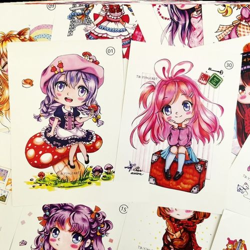 动漫人物 马克笔 简单,动漫人物 马克笔 插画 少儿美术临摹卡创意动漫人物漫画绘画卡通画室儿童初级范画马克笔