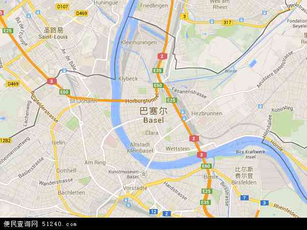 瑞士巴塞尔乡村地图(卫星地图)