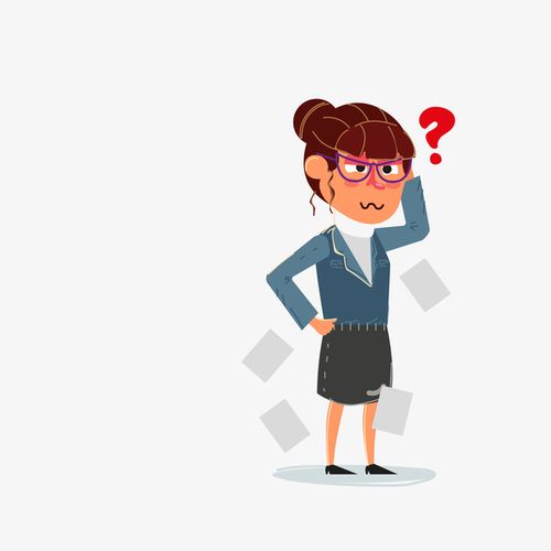 蓝色疑问的卡通职场女性