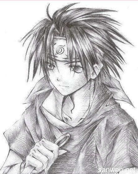 动漫美男铅笔画,铅笔画动漫人物