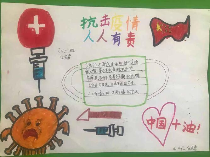 防疫记心间——小二班预防新冠肺炎手抄报活动
