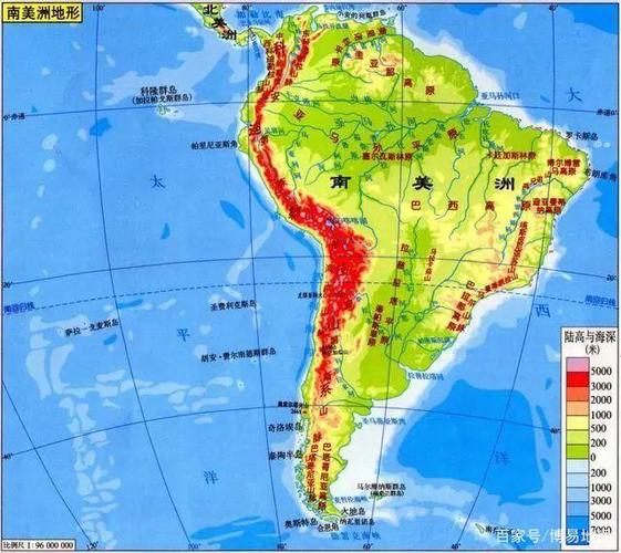 二,南美洲的地形 地形特点:南美洲西部为安第斯山脉,东部为平原,高原