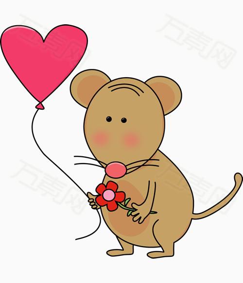 手绘 老鼠 装饰 爱心 气球