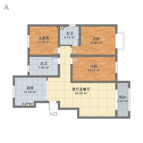 现代风格三室一厅装修设计图
