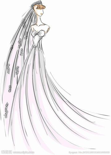 新娘头饰婚纱简笔画