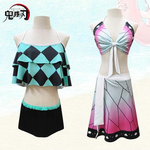 鬼灭之刃cos服泳装蝴蝶忍炭治郎祢豆子比基尼cosplay泳衣动漫服装